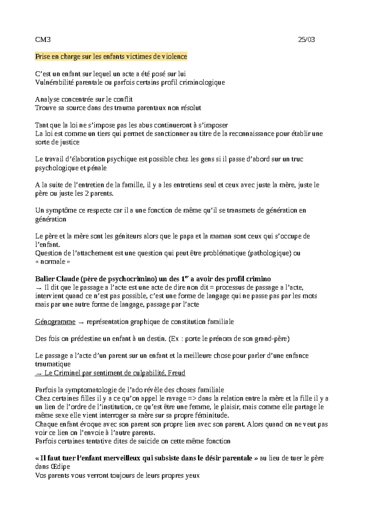 CM3 et CM4 Analyse des Enfants Victimes de Violence et Perversion ...