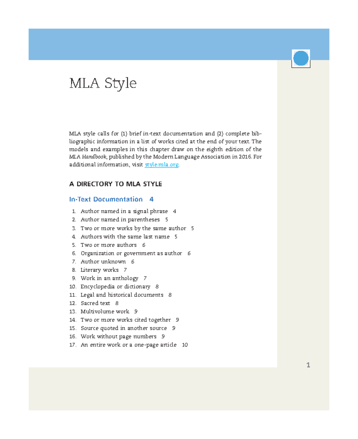 MLA Style Guidelines - Trusted - MLA style calls for (1) brief in-text ...