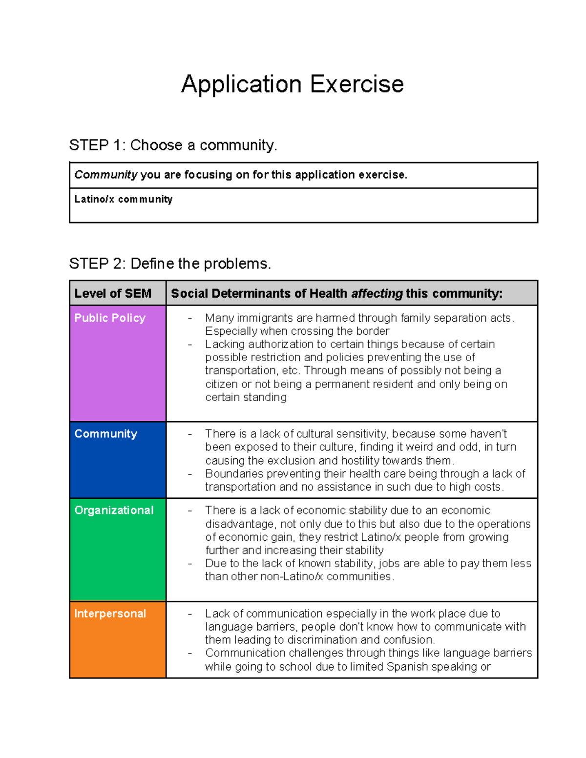 IHLT 232 Application Exercise - Application Exercise STEP 1: Choose a ...