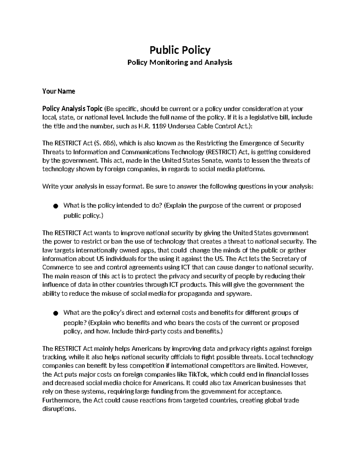 Public policy template - Public Policy Policy Monitoring and Analysis ...