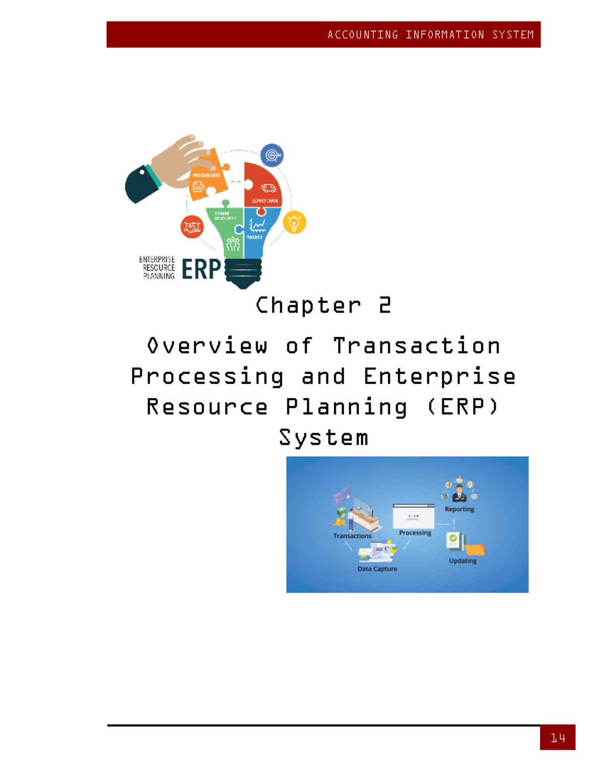 ACCOUNTING INFORMATION SYSTEM Chapter 2: Transaction Processing & ERP ...