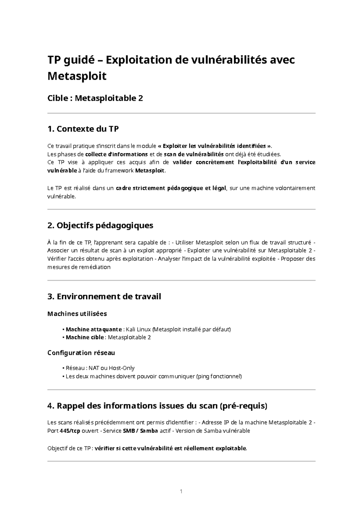 TP Guidé : Exploitation de Vulnérabilités avec Metasploit ...
