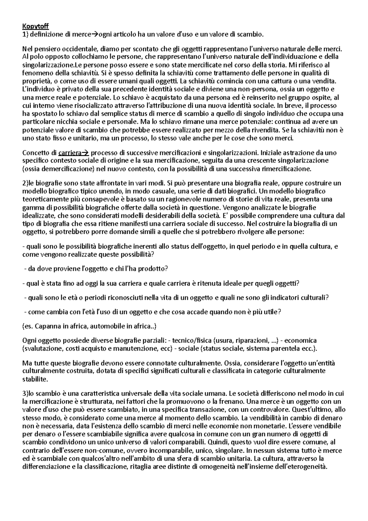 Kopytoff - Kopytoff definizione di merce ogni articolo ha un valore d ...