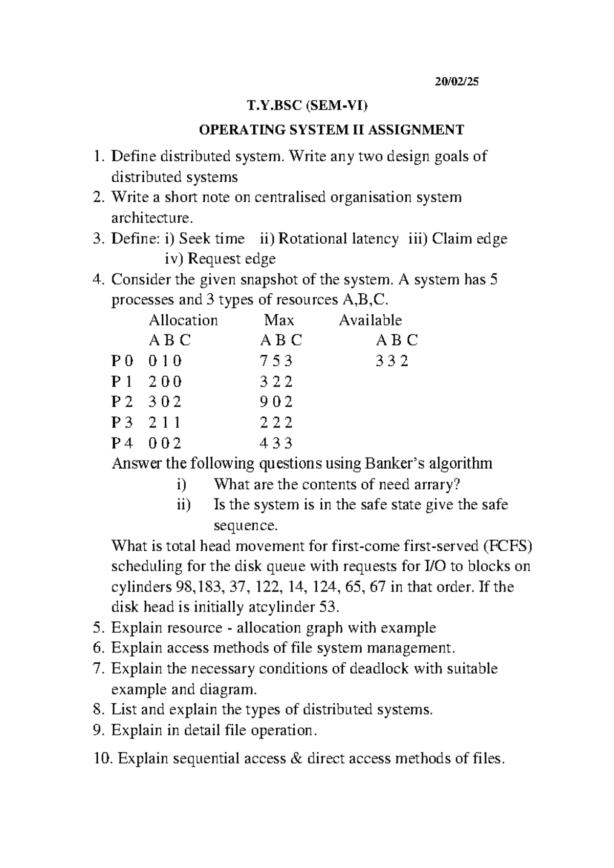 TY OS Assign - 20/02/ T.Y (SEM-VI) OPERATING SYSTEM II ASSIGNMENT ...