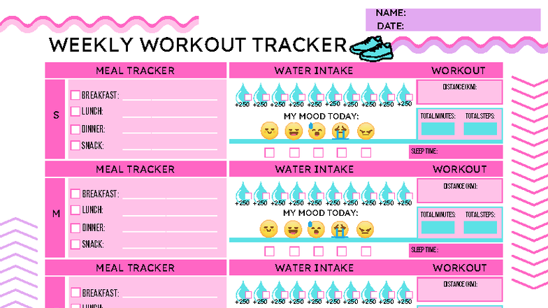OBM100 Weekly Workout & Meal Tracker - Studocu