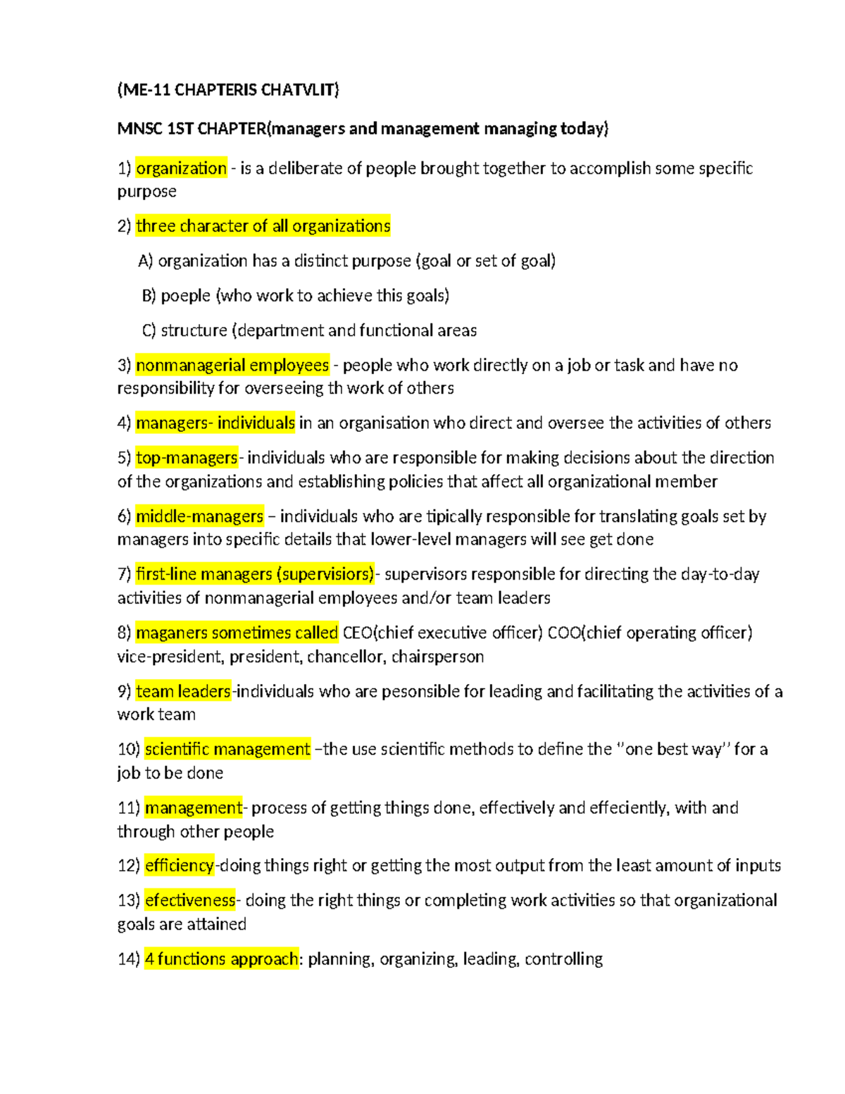 MNSC 1ST CHAPTER: Understanding Managers and Modern Management ...