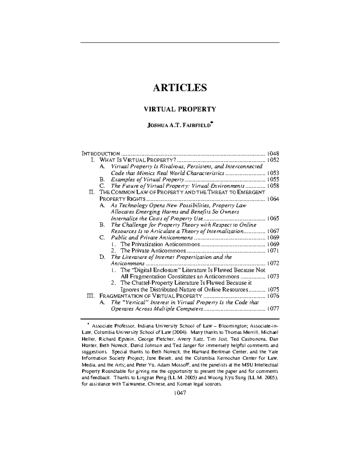 Virtual Property: Legal Implications and Emerging Rights Issues - Studocu