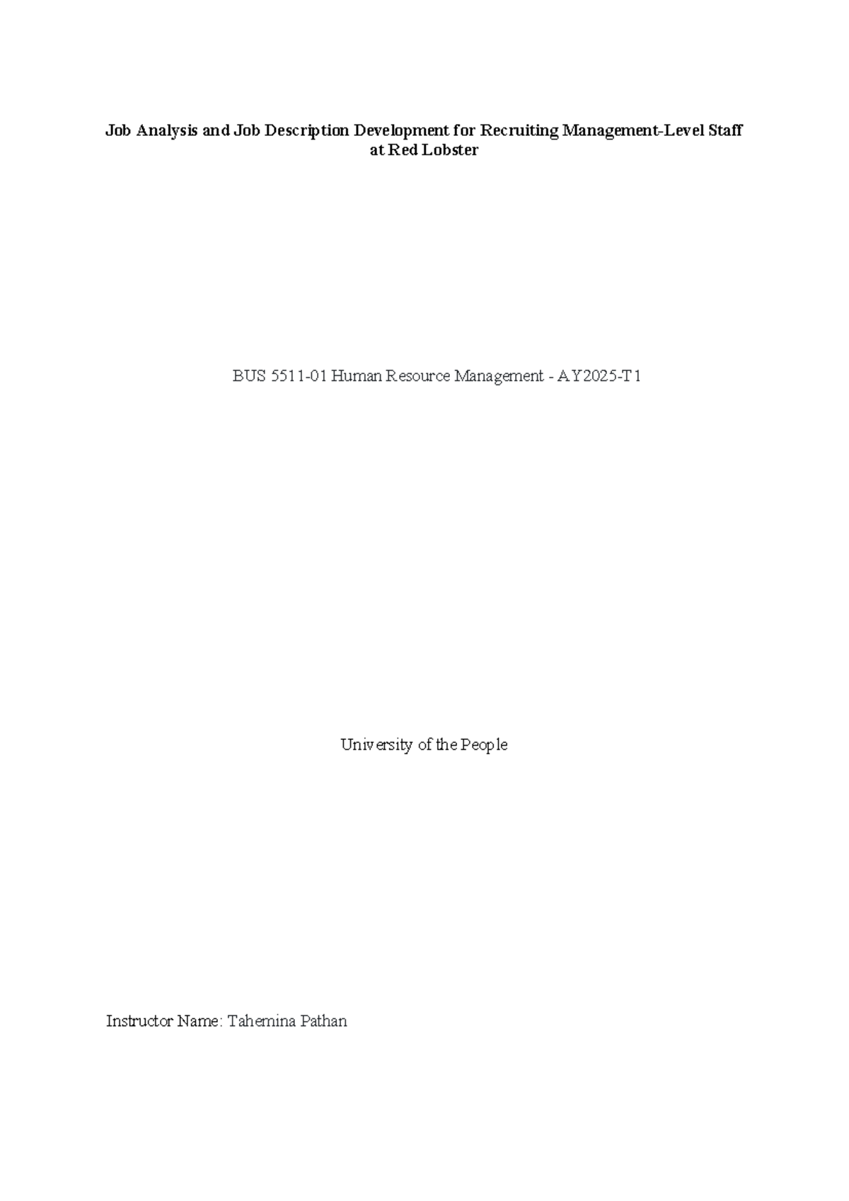 Job Analysis and Job Description Development for Recruiting Management ...