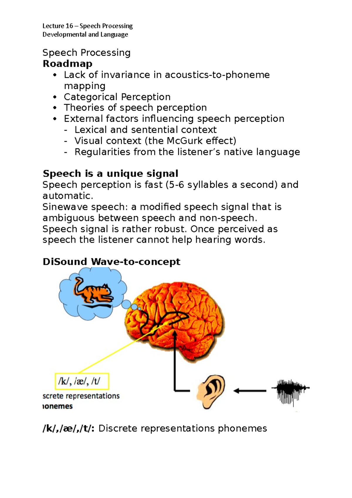 Lecture 16 - Speech Processing - Developmental and Language Speech ...