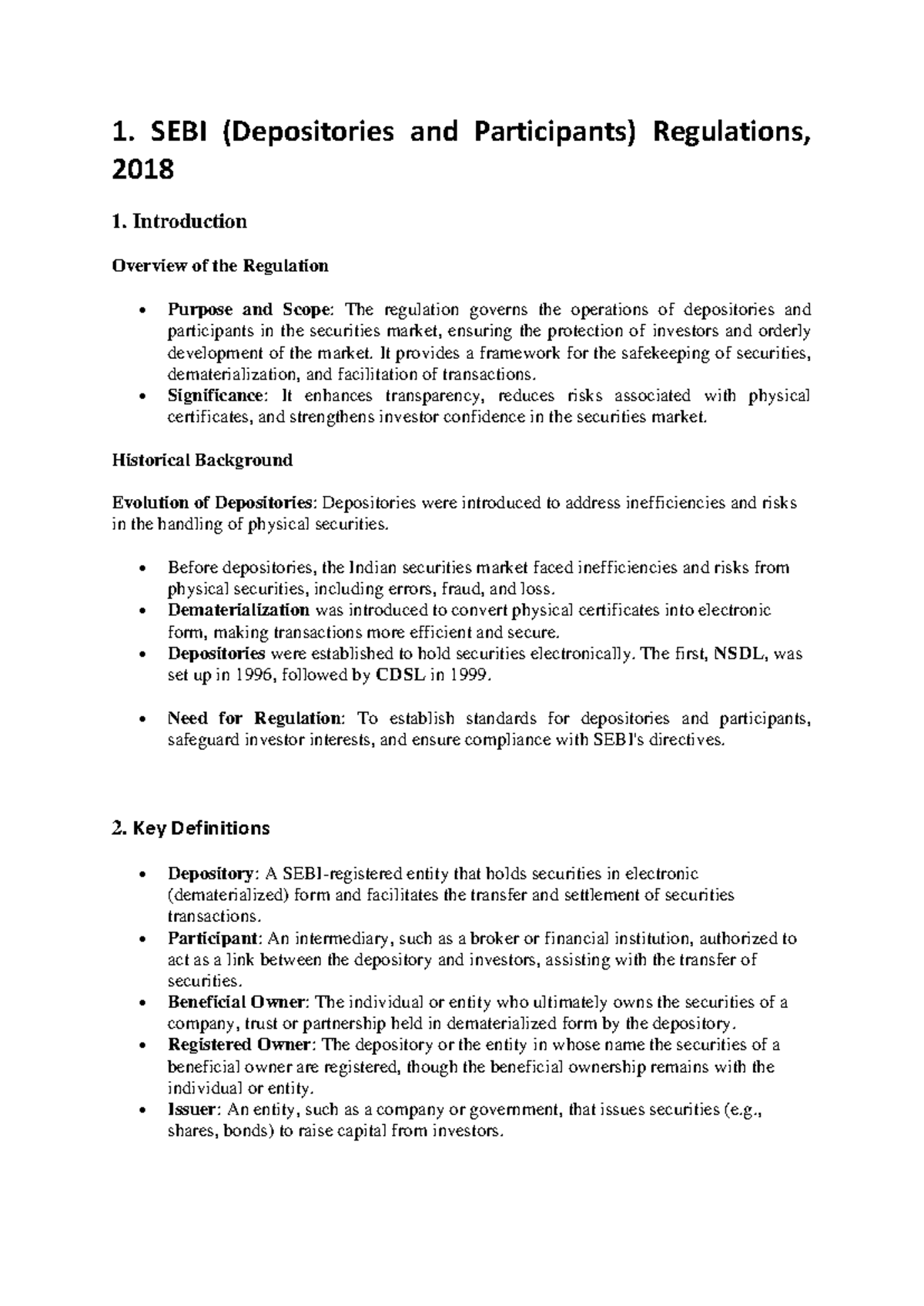 Sebi Regulations 2018: Comprehensive Notes on Compliance and Operations ...