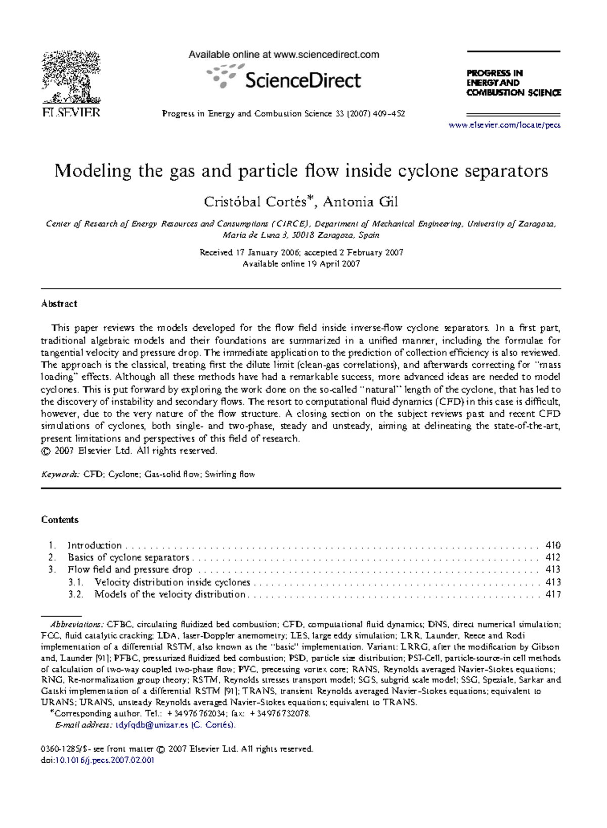 Modeling Gas and Particle Flow in Cyclone Separators: A Review (ENG 333 ...