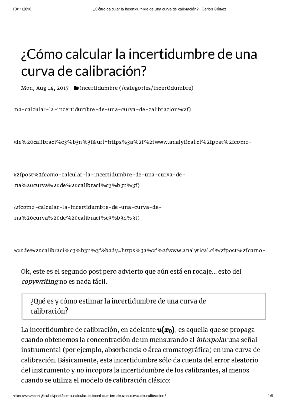 Cálculo de la Incertidumbre en Curvas de Calibración - Análisis R - Studocu