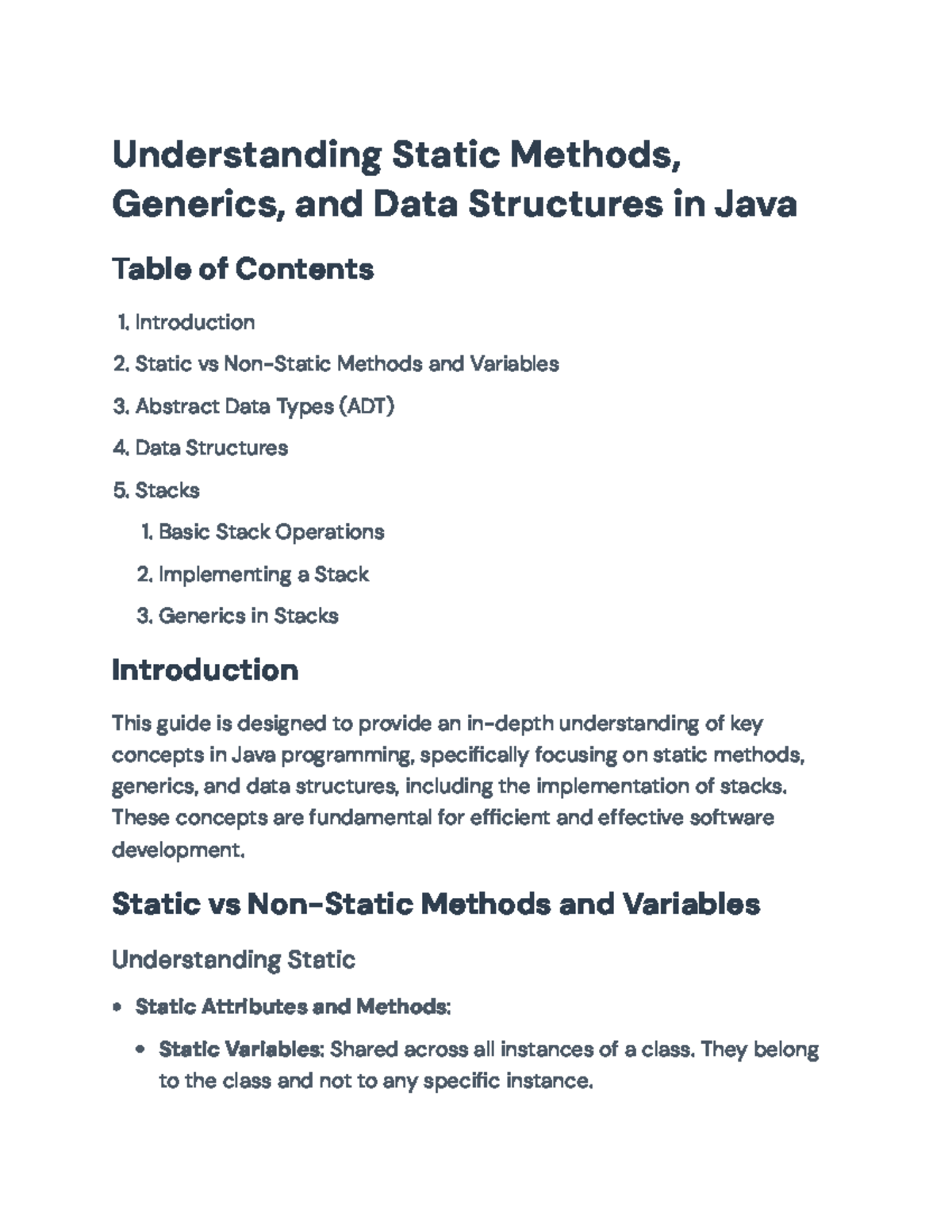Understanding Java Static Methods, Generics & Data Structures: A Guide ...