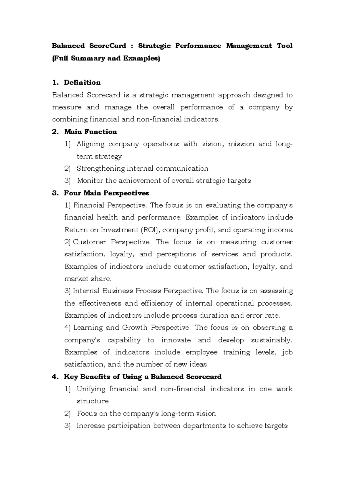 Balanced Scorecard (BSC) : Strategic Performance Management Overview ...