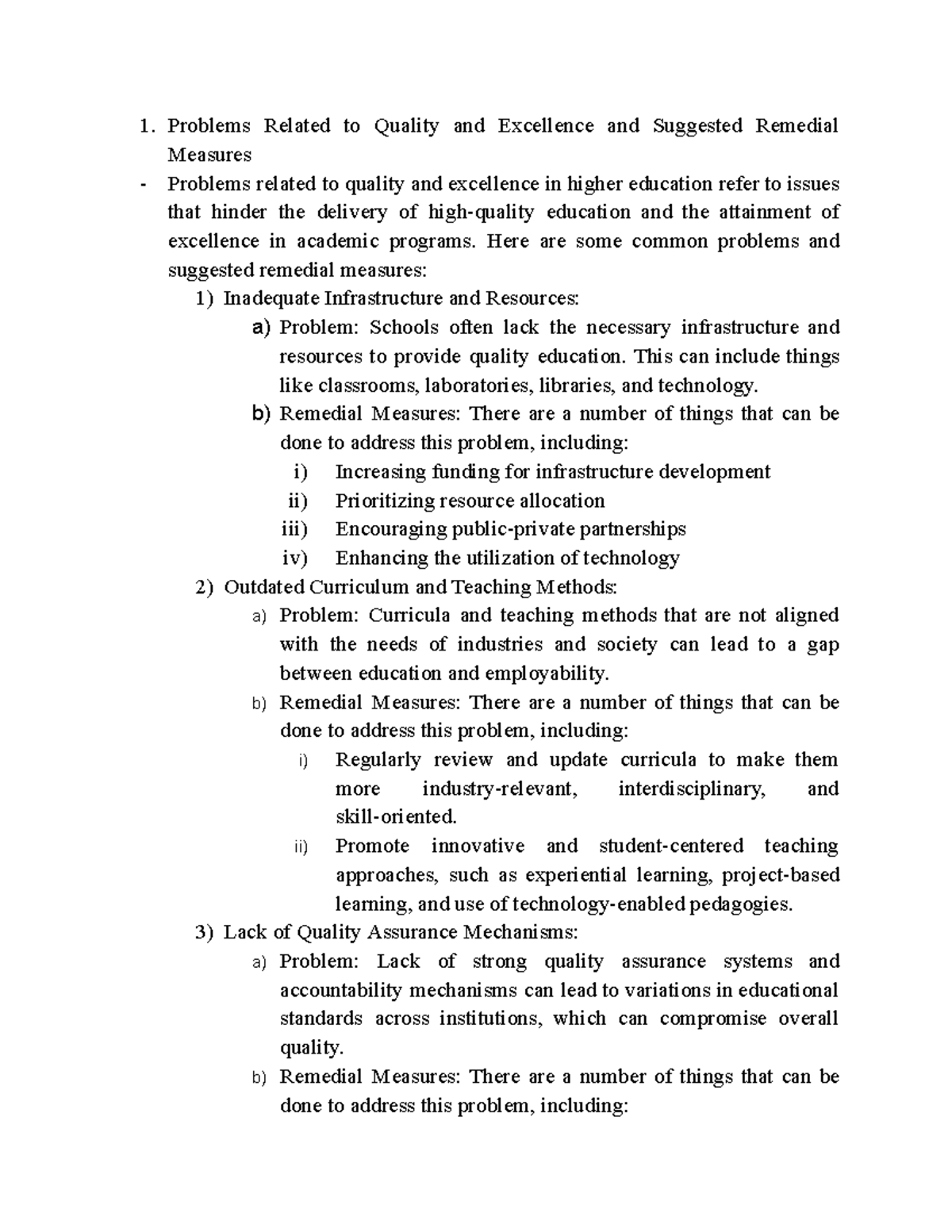 Quality and Excellence - 1. Problems Related to Quality and Excellence ...
