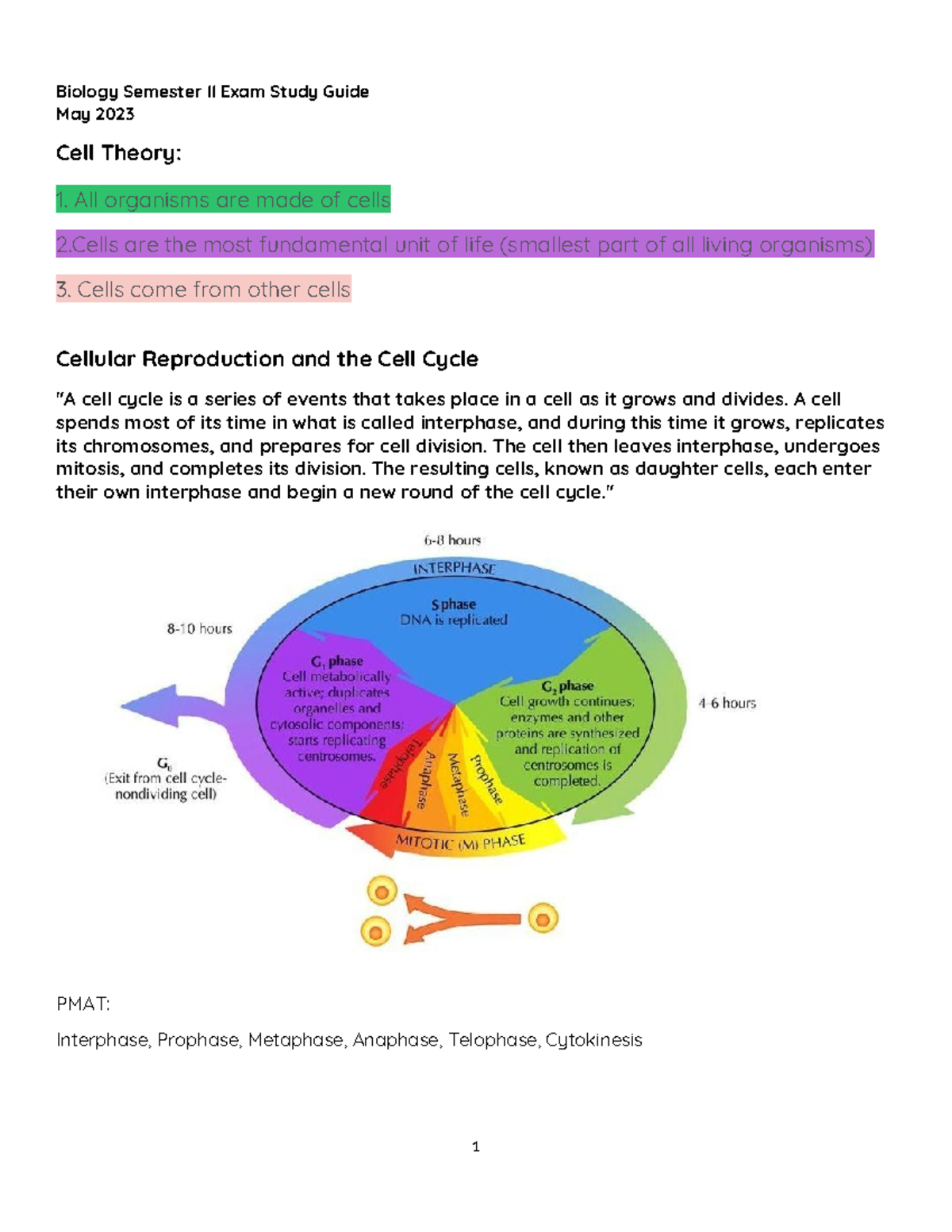 Biology Semester II Final Exam Study Guide - May 2023 - Studocu