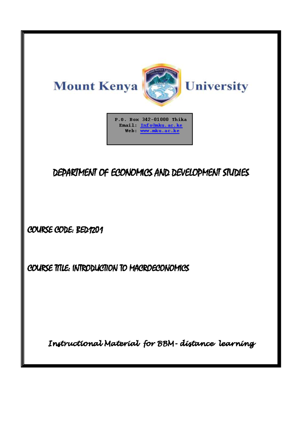 BED1201 Final Exam Study Guide: Introduction to Macroeconomics - Studocu