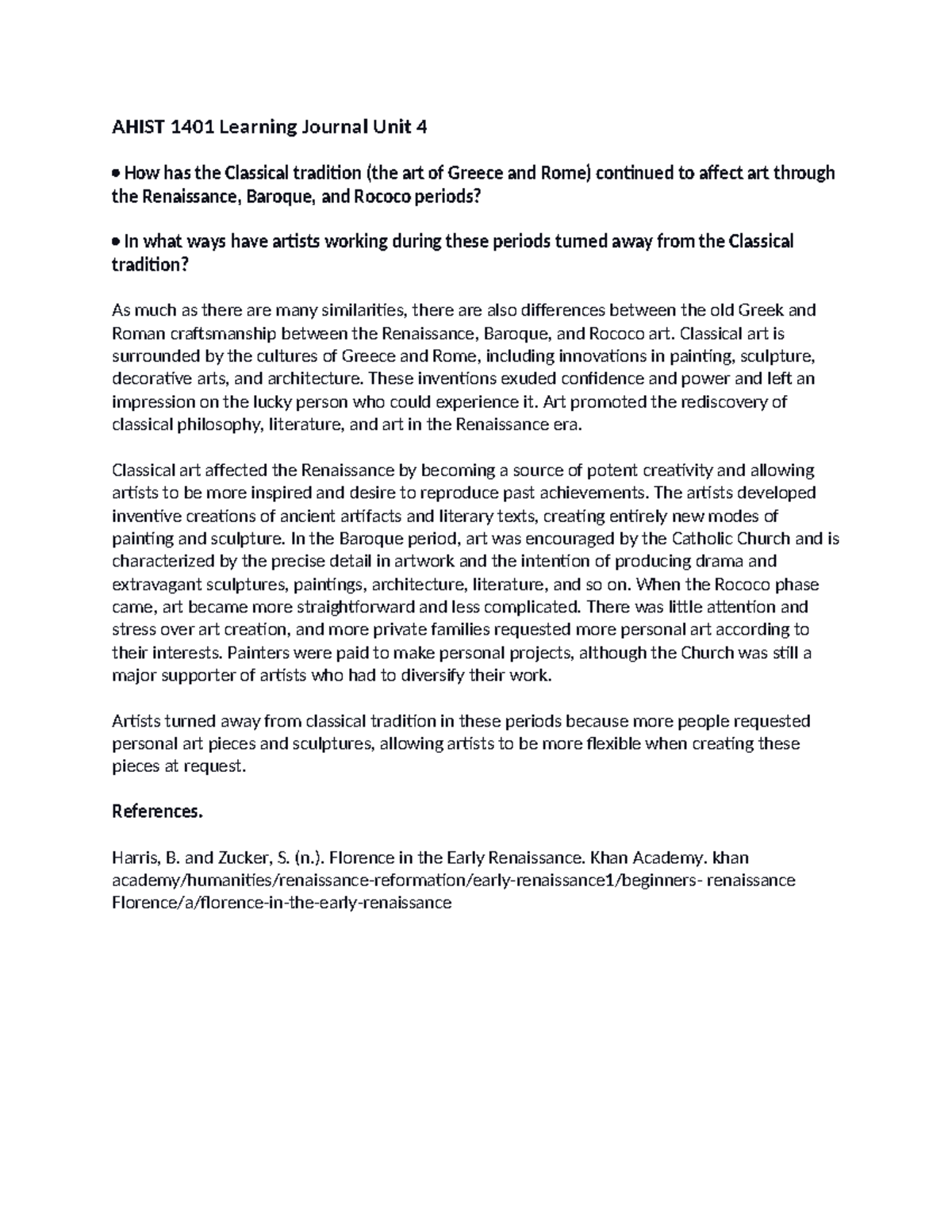 AHIST 1401 Learning Journal Unit 4 - AHIST 1401 Learning Journal Unit 4 ...