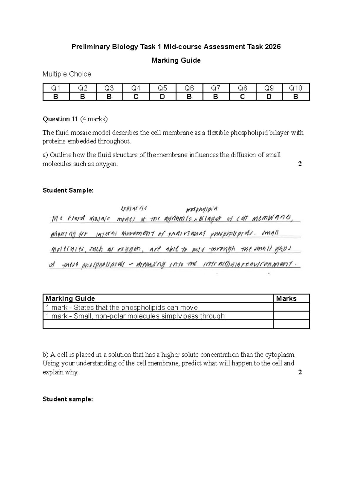 3.1 Biology Task 1 Assessment Marking Guide 2026 - Studocu