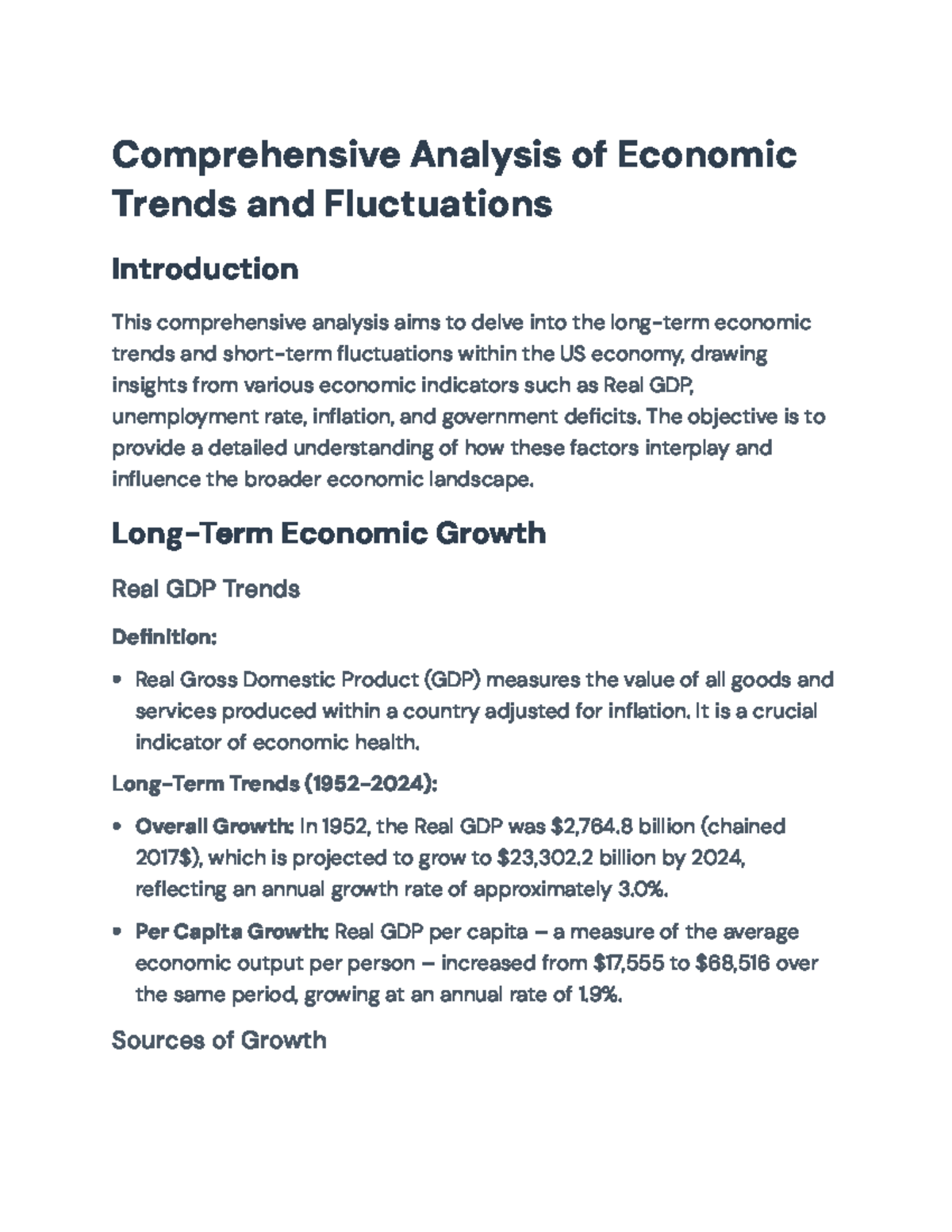 Comprehensive Analysis of US Economic Trends and Fluctuations (Econ 101 ...