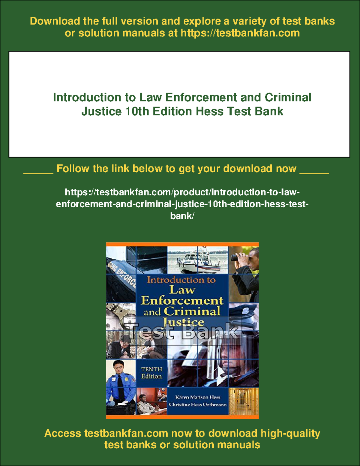 Introduction to Law Enforcement &amp; Criminal Justice 10th Ed. Hess Test Bank - Studocu