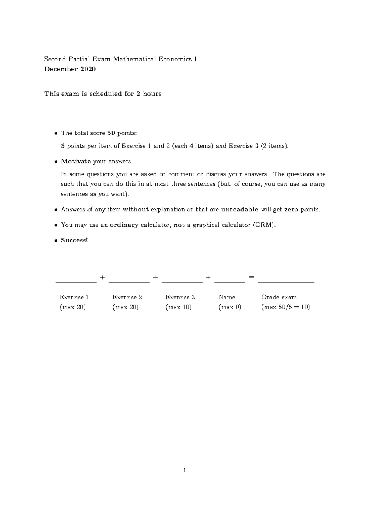 MATHECON I 2020 - Final Exam Solutions & Short Answers Analysis ...