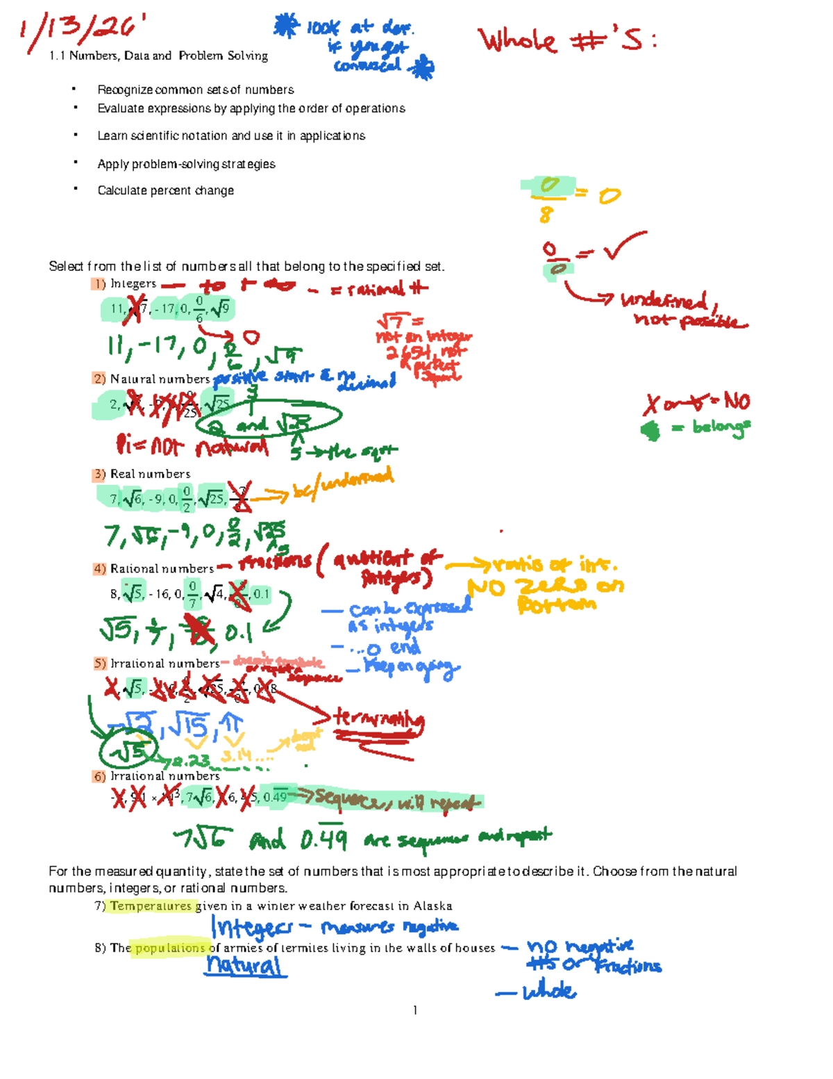 Chapter 1.1: Numbers, Data and Problem Solving - Studocu