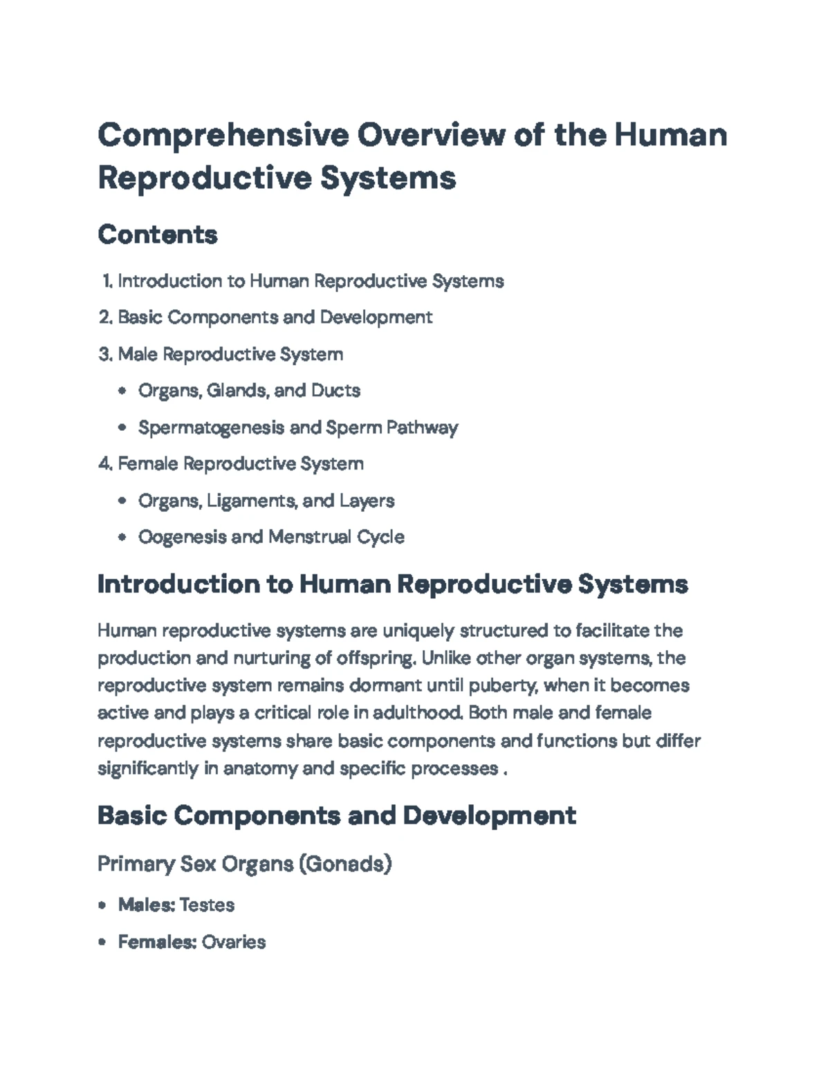 Overview of Male and Female Reproductive Systems: Anatomy and Functions ...