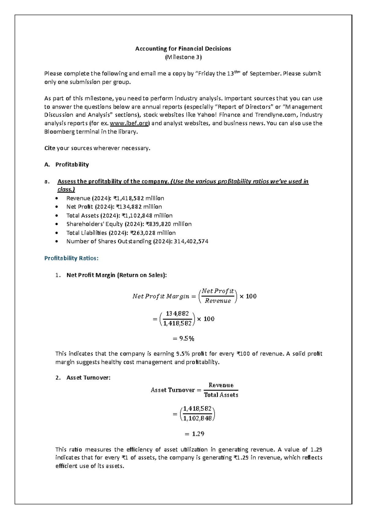Milestone 3 - AFD Group Project: Industry Analysis & Financial Ratios ...