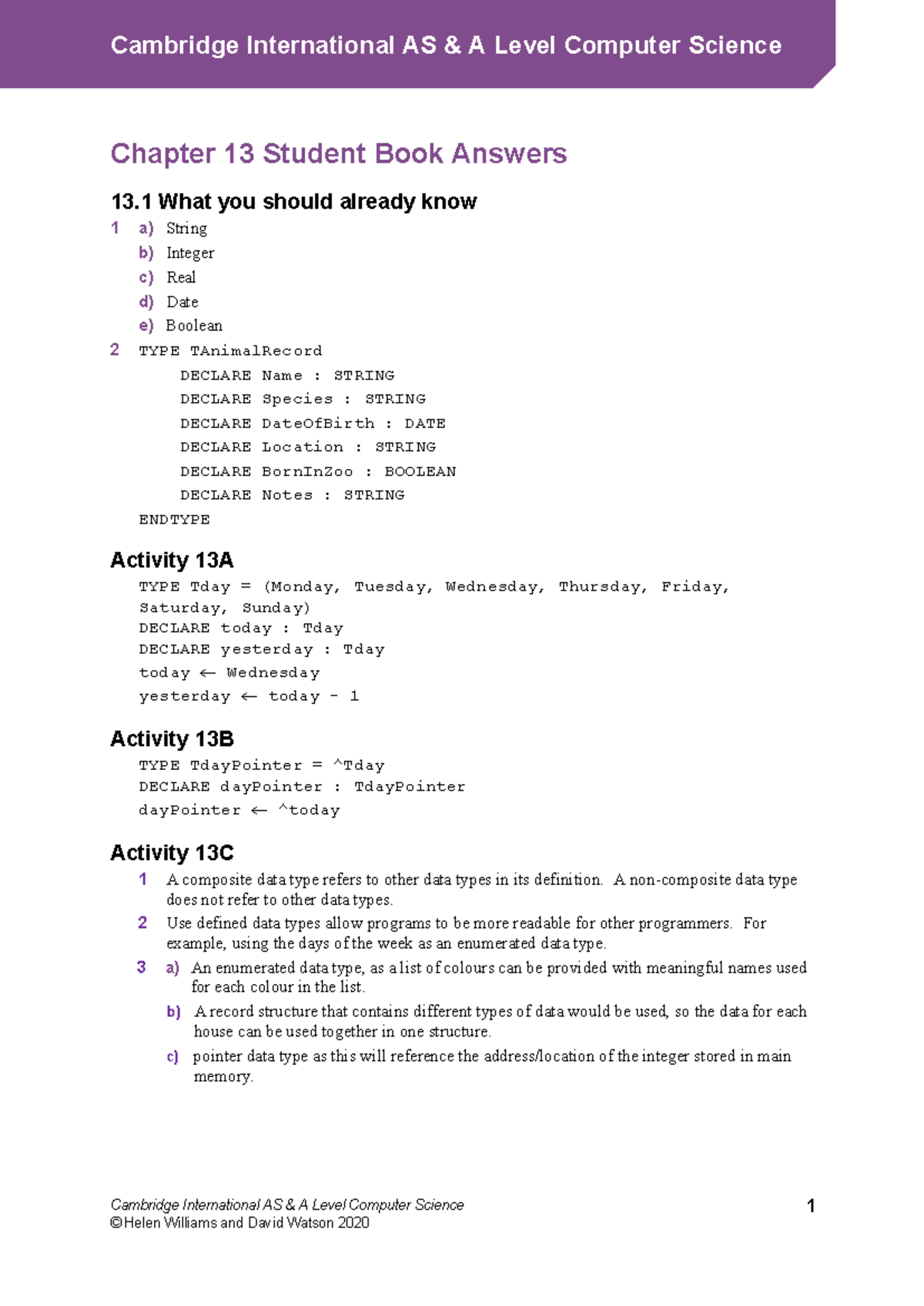 Cambridge International AS A Level Computer Science Chapter 13 Student ...