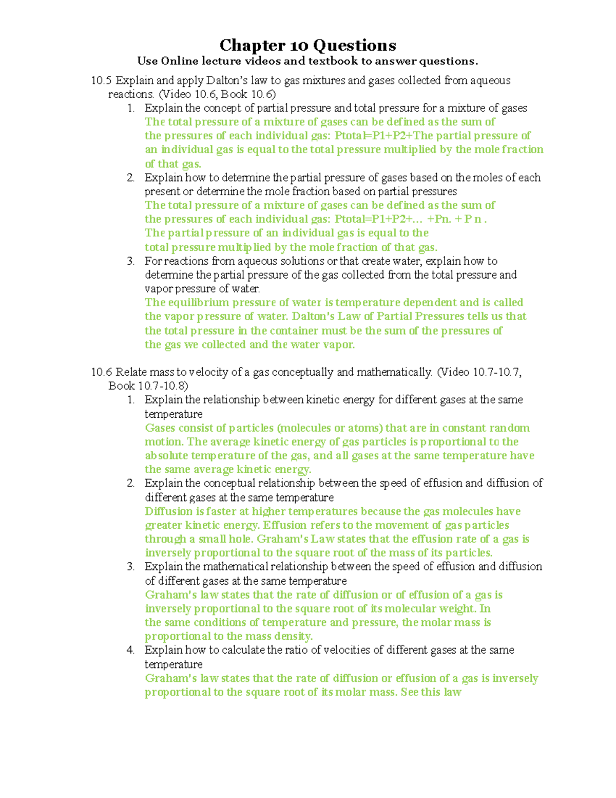 Chapter 10 Concept Questions Sec. 10.6 to 10 - Chapter 10 Questions Use ...