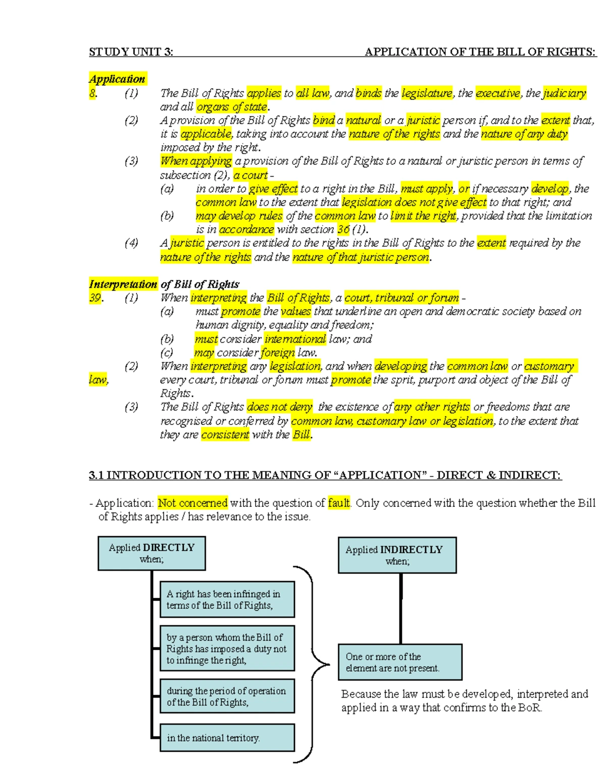 FUR2601 Study Unit 1: Stages of Bill of Rights Litigation Explained ...