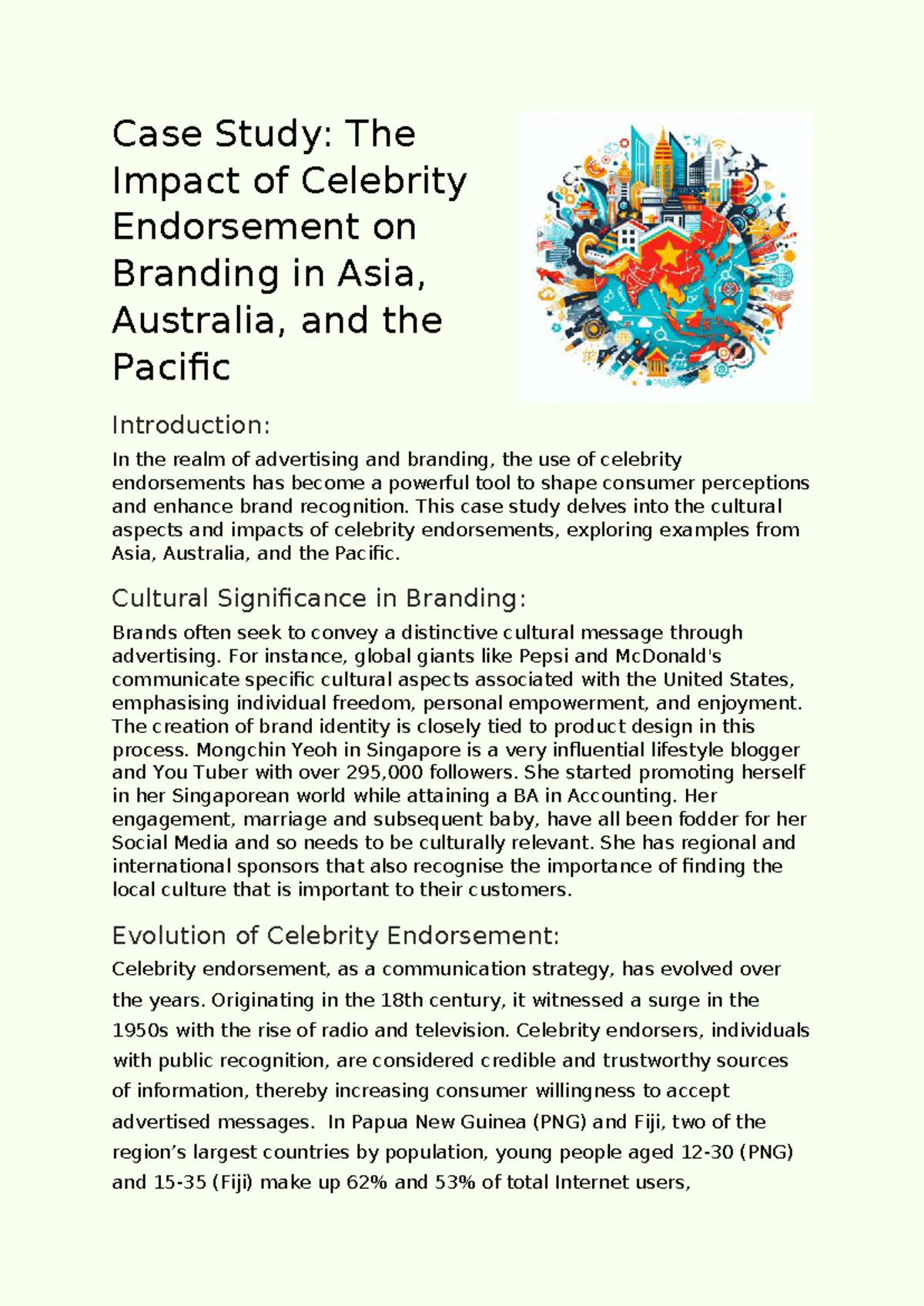 Case Study: Celebrity Endorsement Impact on Branding in Asia &amp; Pacific ...