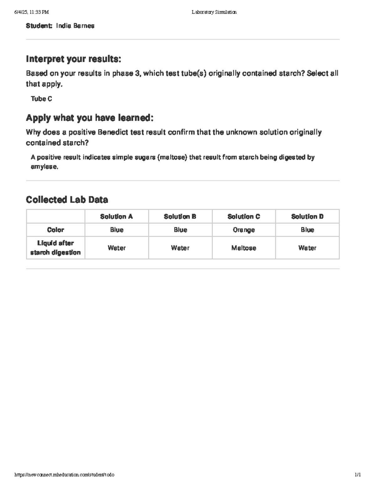 Lab Report: Virtual Lab 3 on Starch Digestion Analysis - Student: India ...