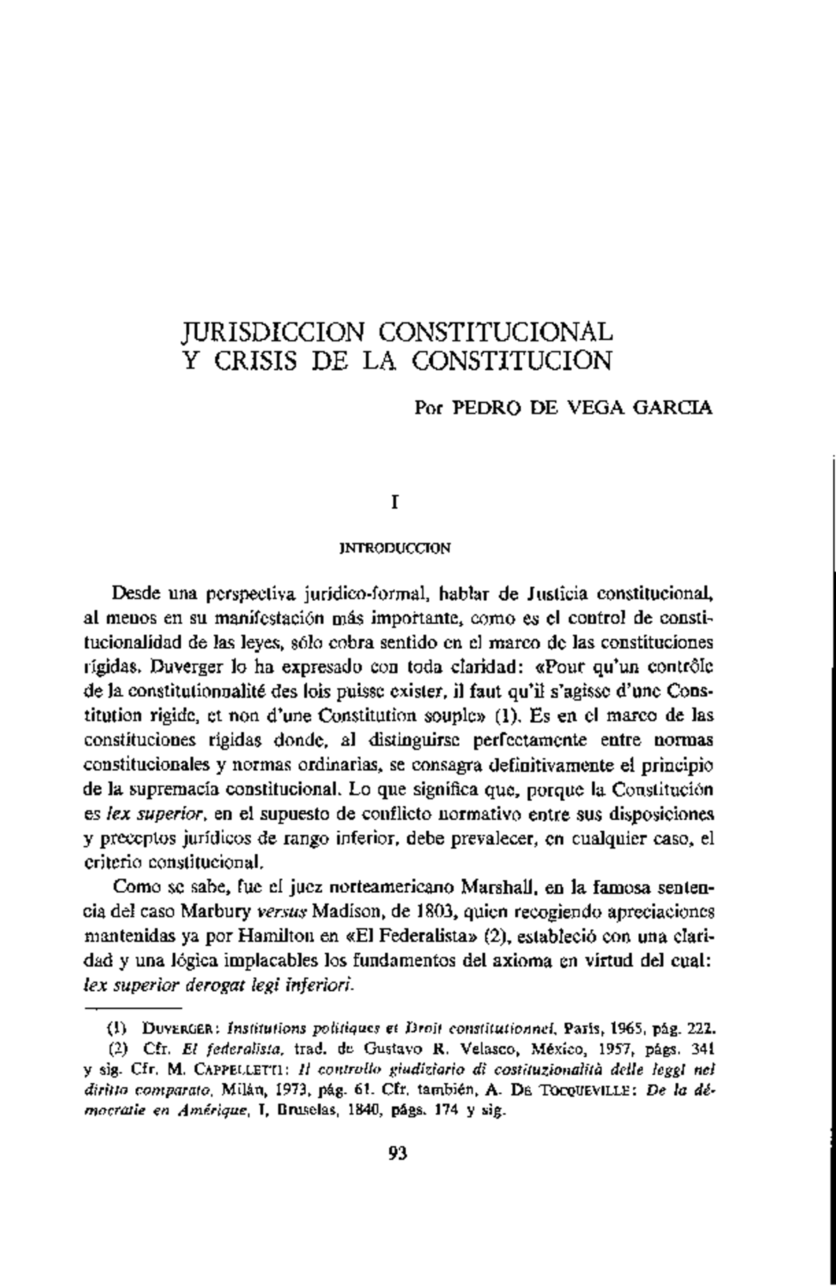 JURISDICCIÓN CONSTITUCIONAL Y CRISIS DE LA CONSTITUCIÓN: ANÁLISIS Y ...
