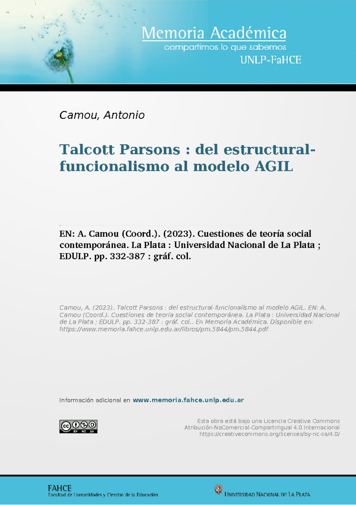 Título: Capítulo 11: Talcott Parsons y el Modelo AGIL - Teoría Social ...
