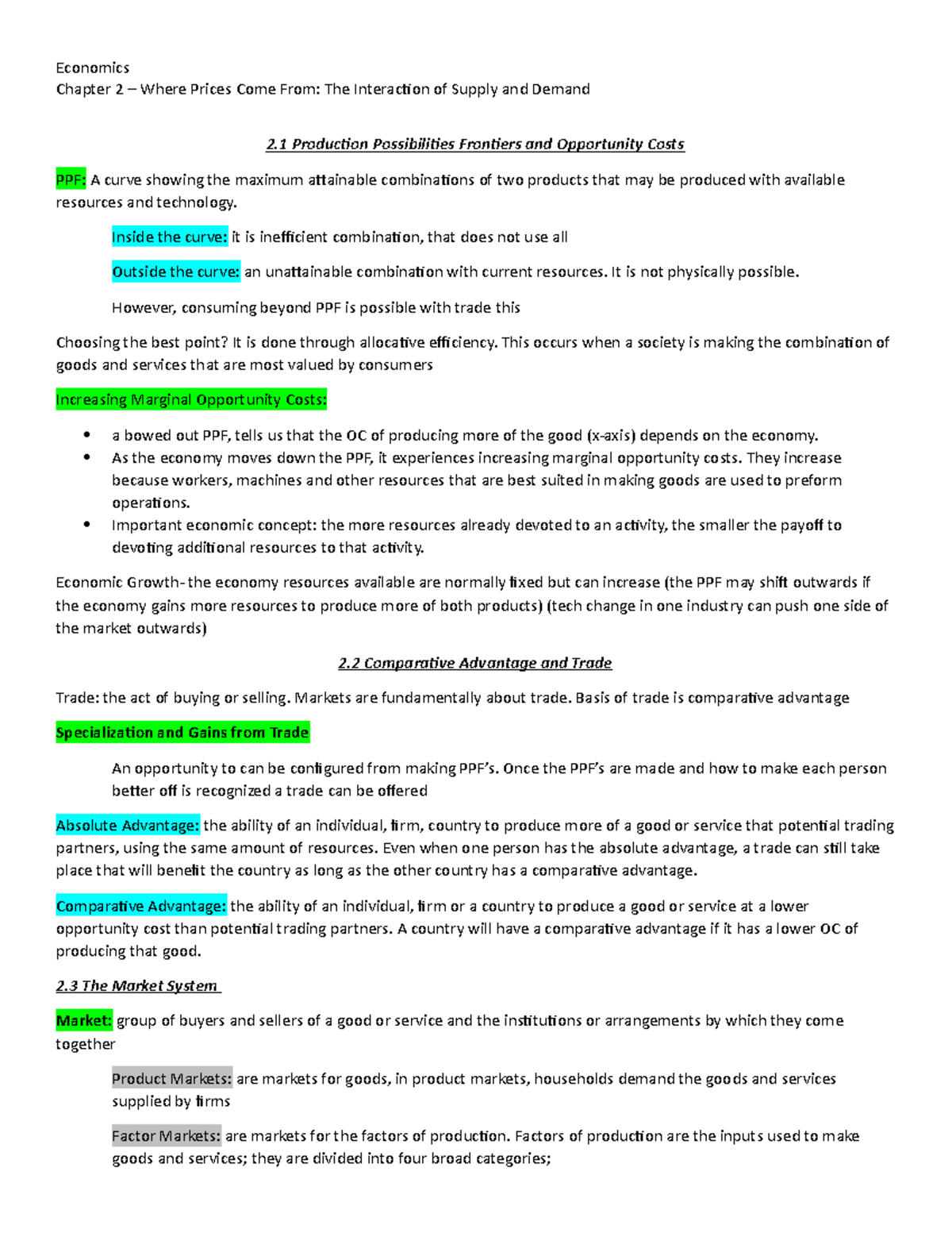 Economics Chapter 2 - Supply and Demand: Pricing and Market Dynamics ...