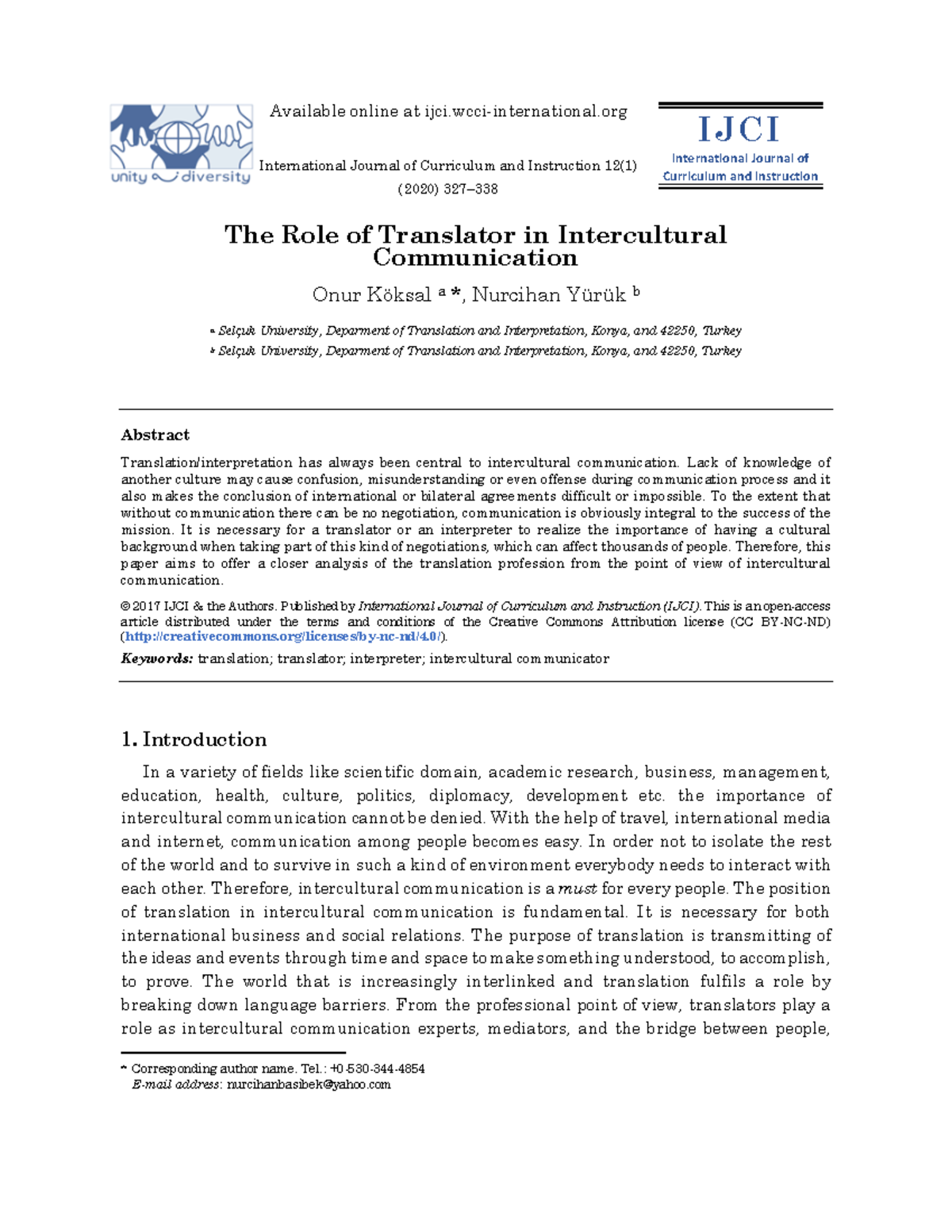 The role of translator in intercultural communication - Available ...