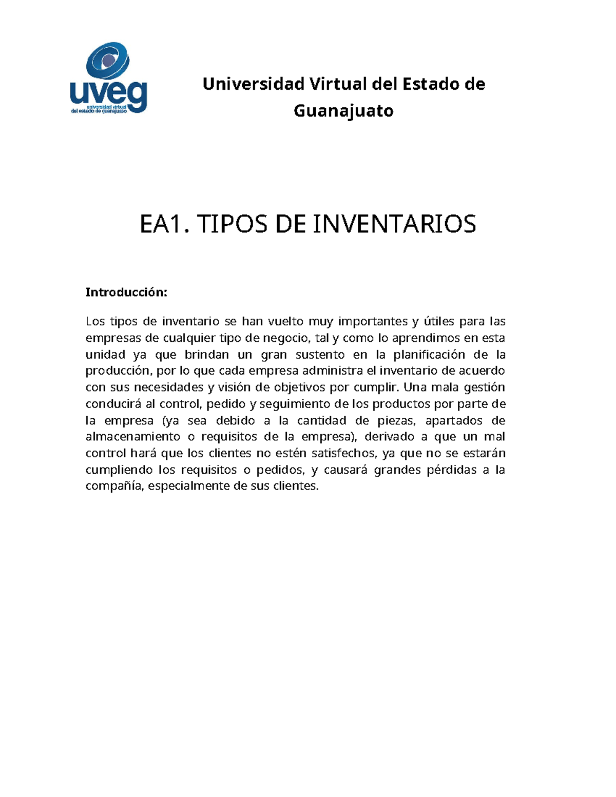 EA1. Tipos de Inventarios: Importancia y Clasificación en Empresas ...