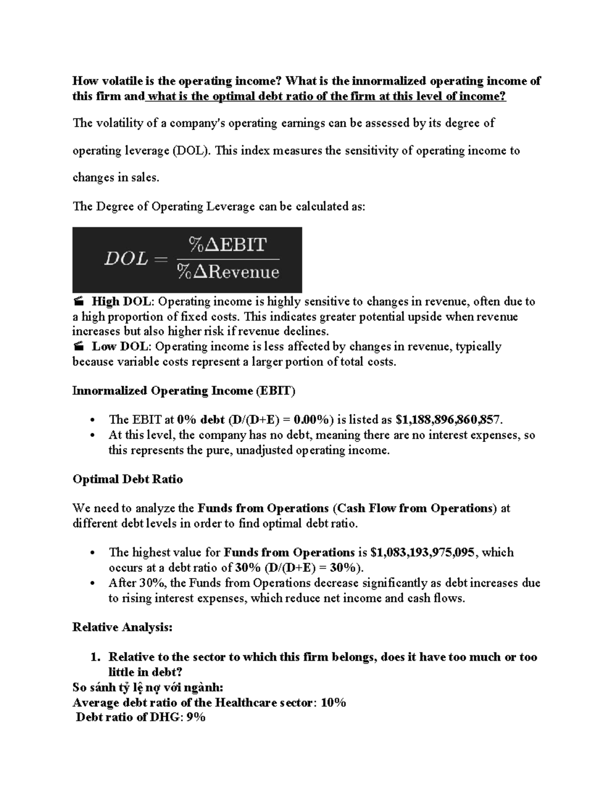 TCDN-NC-3011 - Analyzing Operating Income Volatility & Optimal Debt ...