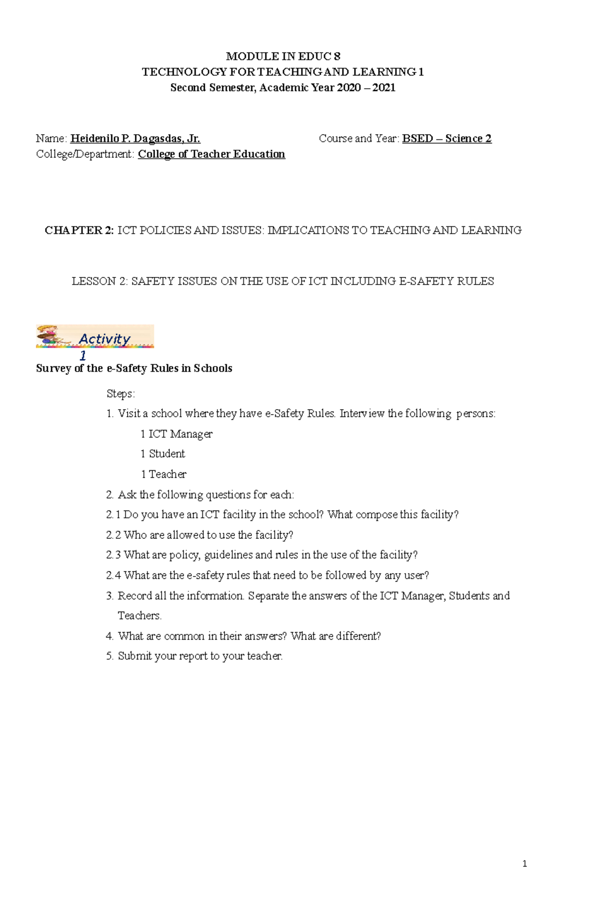 EDUC 8 TTL Chapter 2 Lesson 2 - MODULE IN EDUC 8 TECHNOLOGY FOR ...