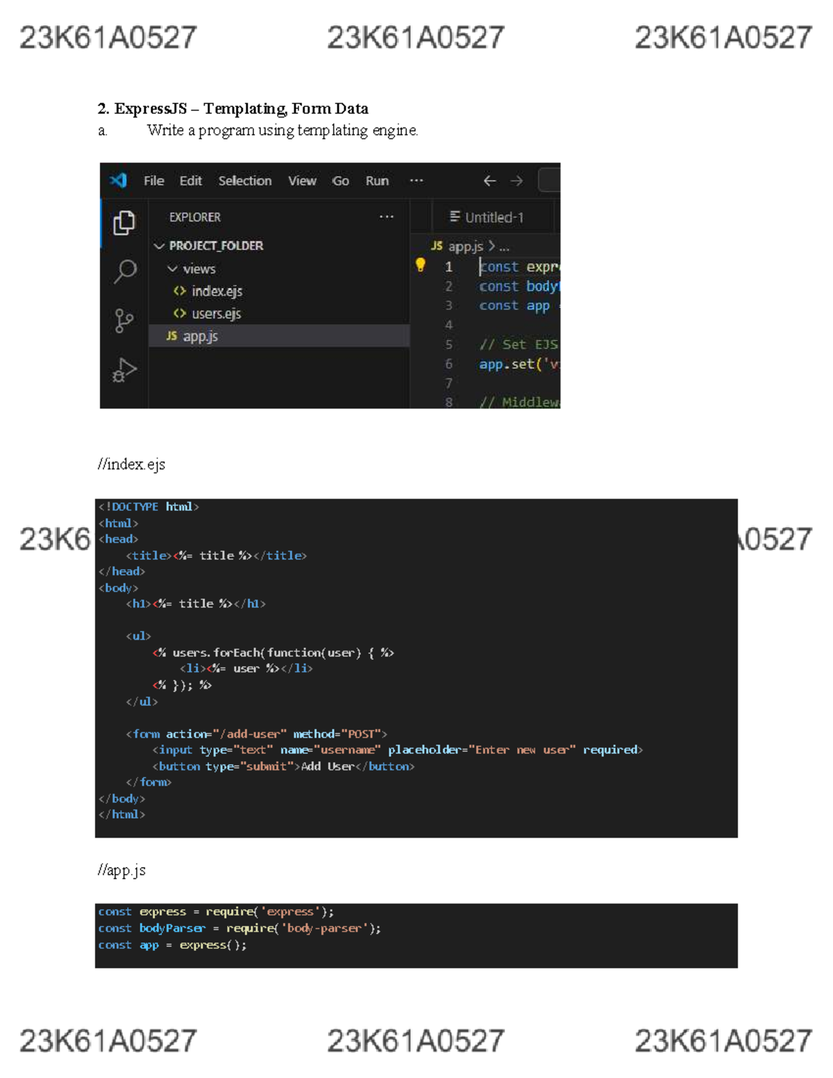 FSD Week 2: ExpressJS Templating & Form Data Program Guide - Studocu
