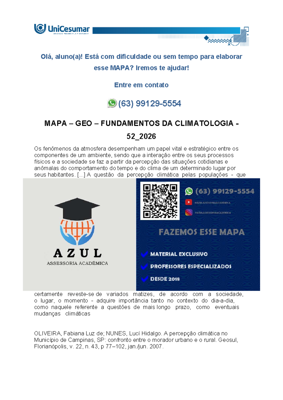 MAPA GEO 52_2026: Observação Climática e Análise Geográfica - Studocu
