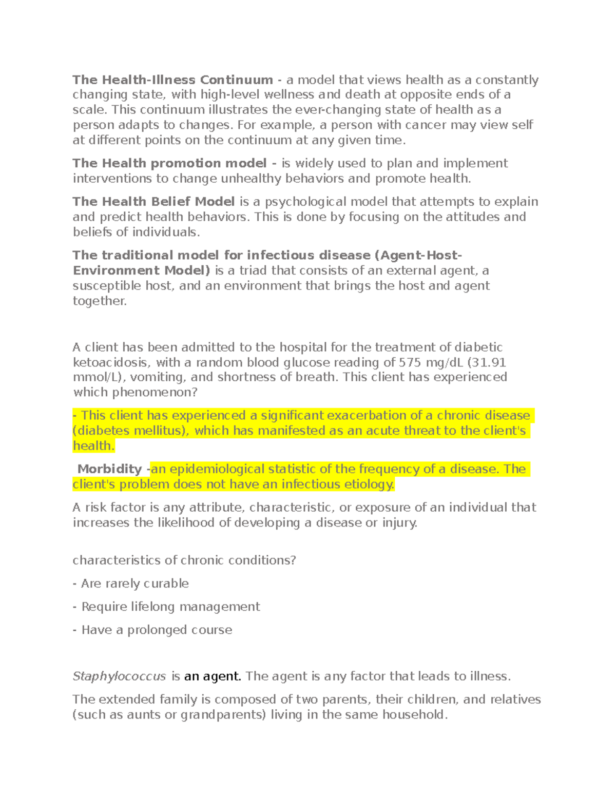 Foundations Notes - The Health-Illness Continuum - a model that views ...