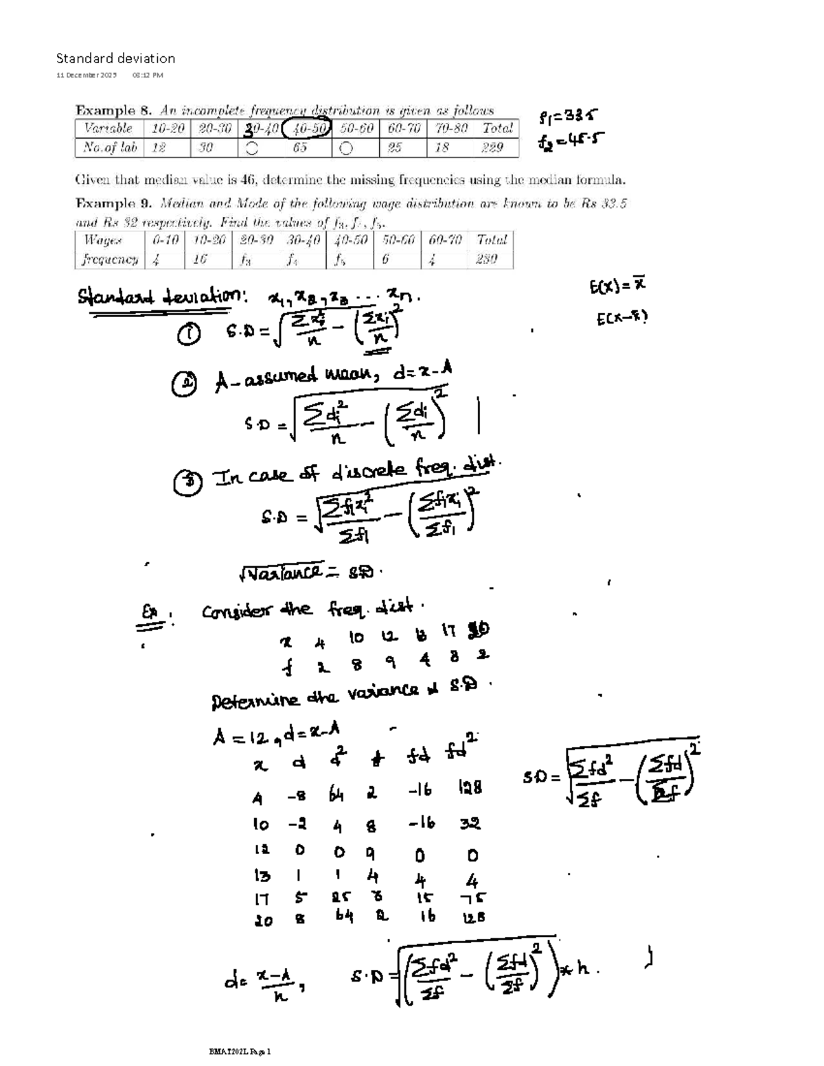 Winsem 2025-26 VL BMAT202L 00100 TH 2026-01-09 Standard-deviation ...