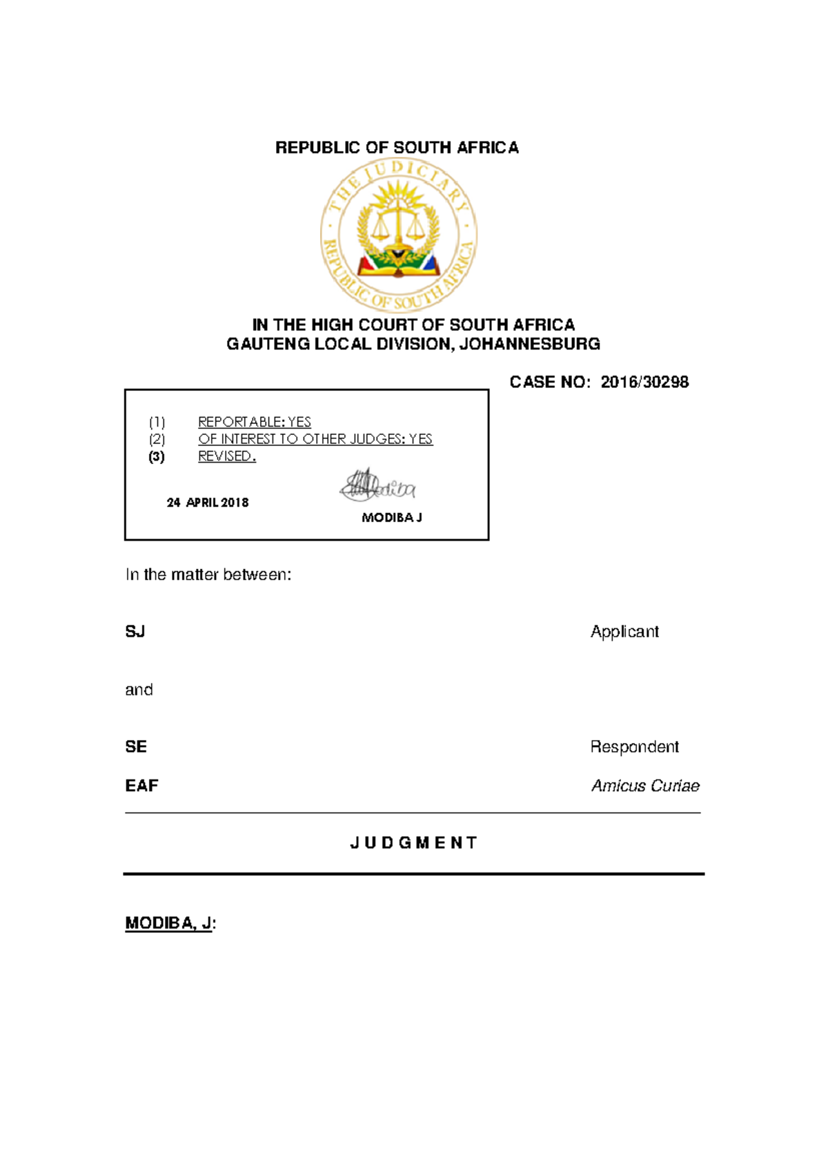SJ v SE and Another (302982016 ) 2018 Zagpjhc 709 (24 April 2018 ...