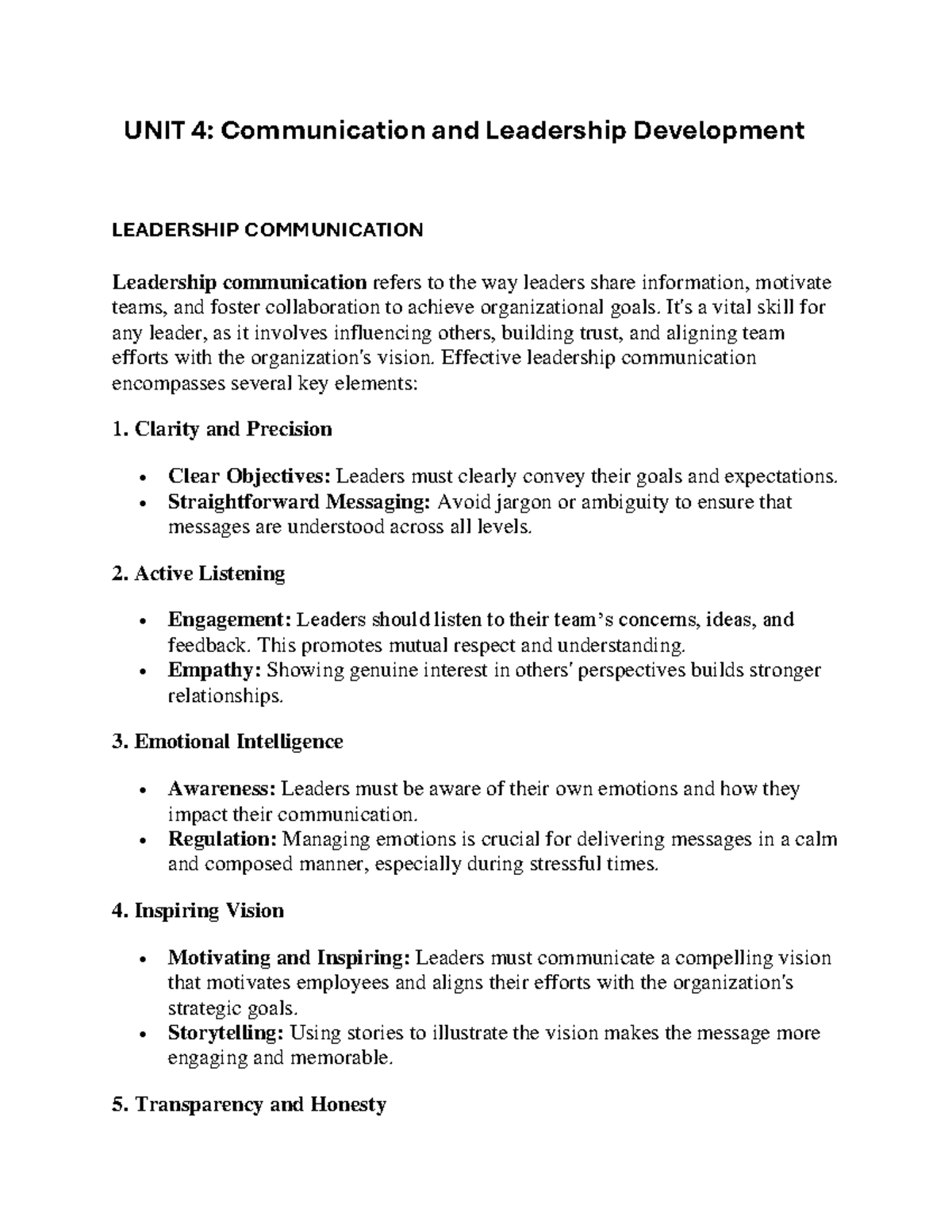 UNIT 4: Leadership Communication & Emotional Intelligence Insights ...
