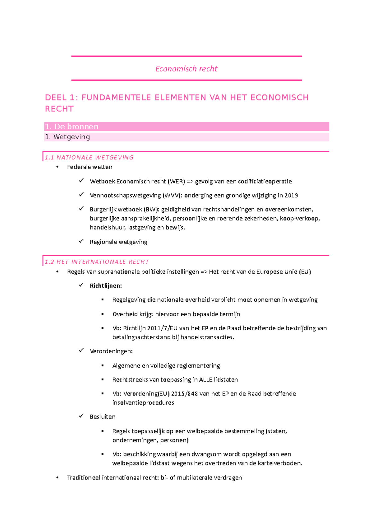 Sv Economisch recht - Economisch recht DEEL 1: FUNDAMENTELE ELEMENTEN ...