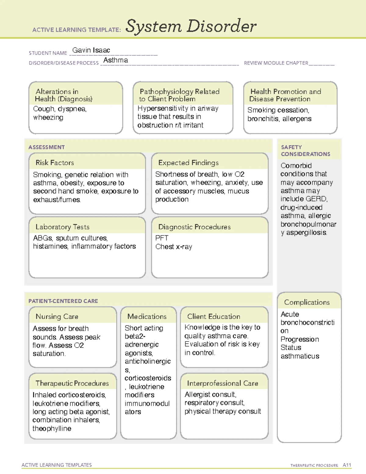 System disorder ati template ACTIVE LEARNING TEMPLATES System