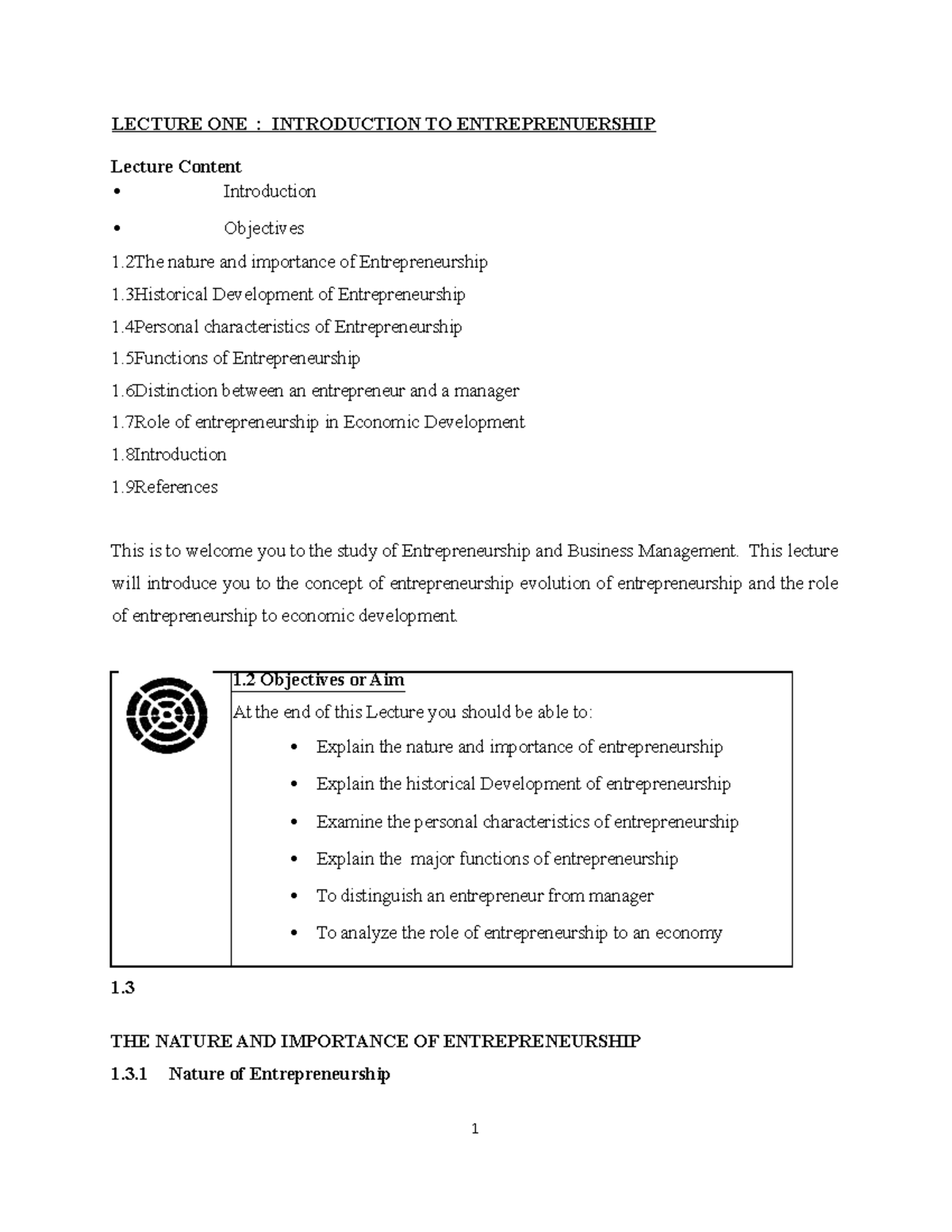 Lecture Notes FOR Entreprenuership Maste.docx latest - LECTURE ONE ...